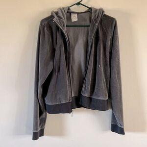 Adidas zip up velvet / velour tracksuit jacket in gray blue